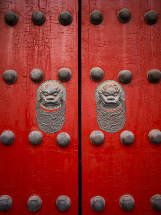 The Giant Red Doors to the Forbidden City in Beijing