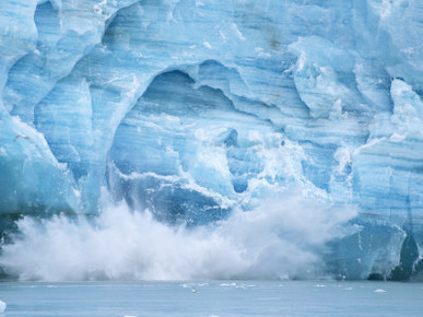 Hubbard Glacier Calving Chunks of Ice into the Water