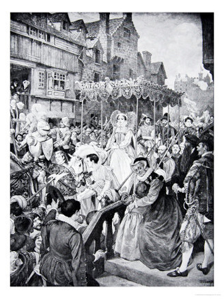 Mary Queen of Scots Enters Edinburgh, 1561, Illustration from The History of the Nation